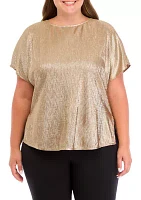 Plus Plisse Knit Shimmer Top