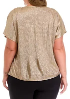 Plus Plisse Knit Shimmer Top