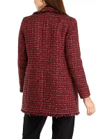 Women's Long Sleeve Faux Double Breasted Tweed Jacket