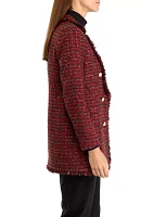 Women's Long Sleeve Faux Double Breasted Tweed Jacket