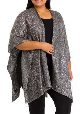 Plus Sequin Knit Cape