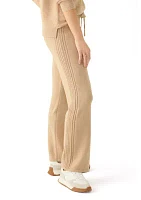 Petite Wide Leg Side Rib Sweater Pants