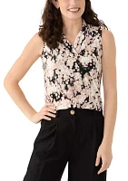 Petite Printed Triple Pleat Top