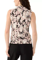 Petite Printed Triple Pleat Top