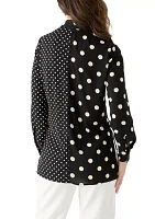 Women's Long Sleeve Split Print Button Down Shirt