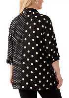 Plus Long Sleeve Collared Button Front Shirt