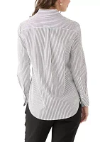 Women's Long Sleeve Stripe Button Down Shirt