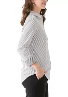 Women's Long Sleeve Stripe Button Down Shirt