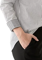 Women's Long Sleeve Stripe Button Down Shirt