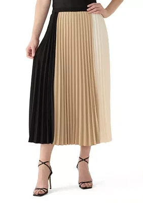 Women's Pleated Color Block Skirt