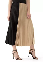 Women's Pleated Color Block Skirt