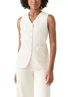 Petite Button Vest with Front Pockets