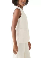 Petite Button Vest with Front Pockets