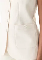 Petite Button Vest with Front Pockets