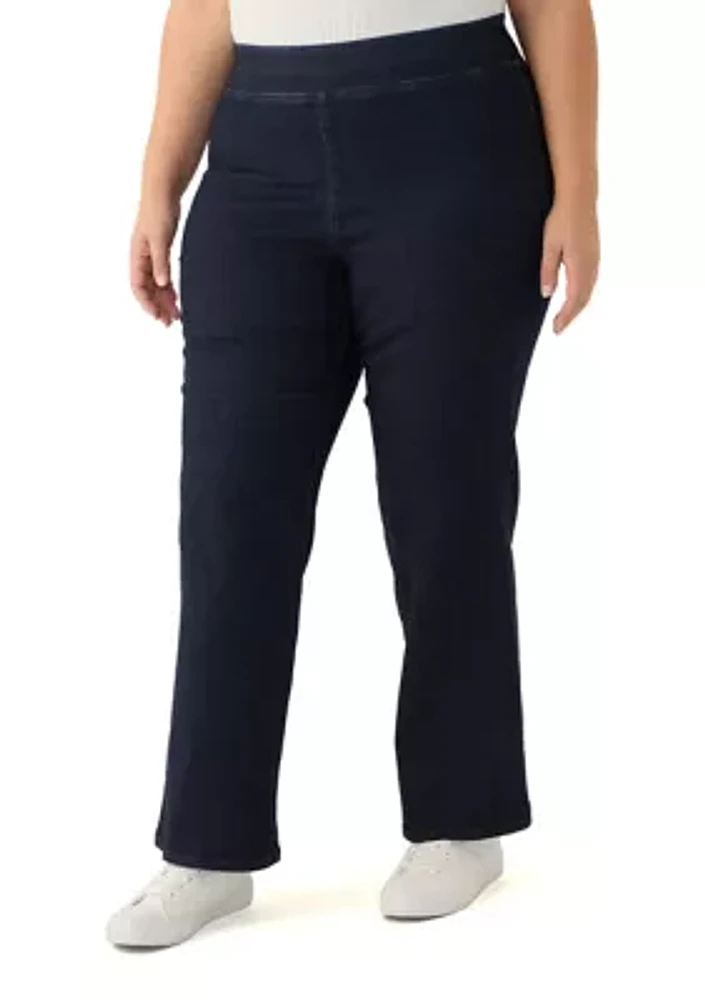 Plus Pull On Wide Leg Denim Pants