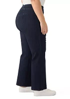 Plus Pull On Wide Leg Denim Pants