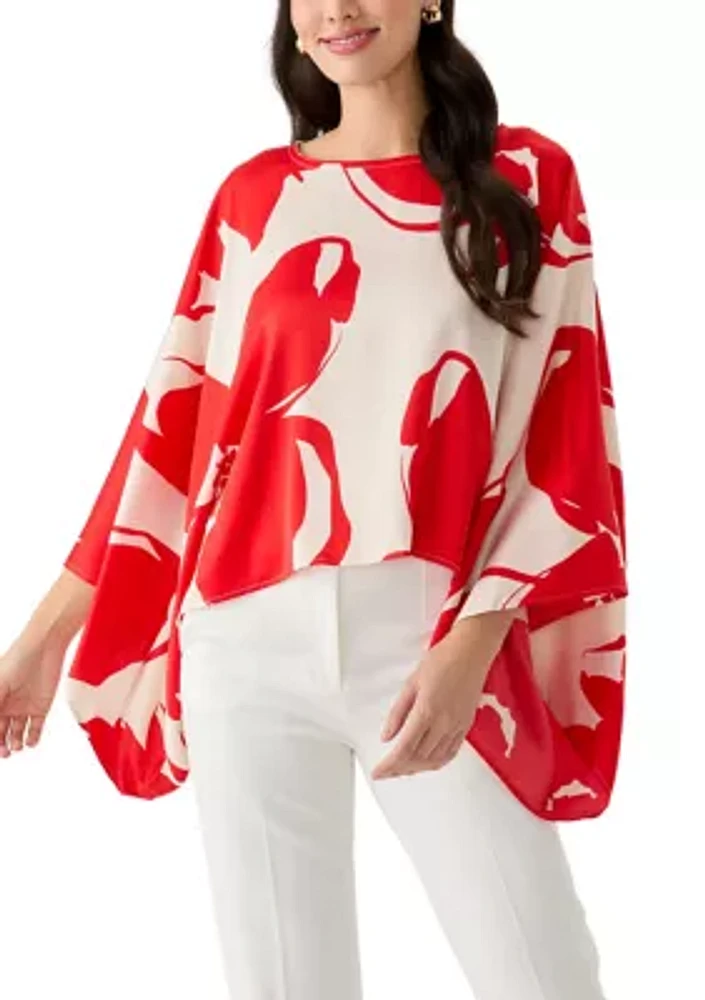 Women's Dolman Sleeve Printed Cape Blouse