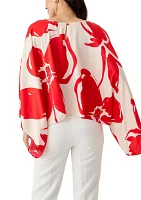 Women's Dolman Sleeve Printed Cape Blouse