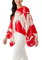 Women's Dolman Sleeve Printed Cape Blouse