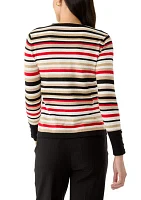 Women's Striped Button Sleeve Sweater