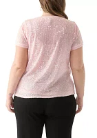 Plus Short Sleeve Sequin Top