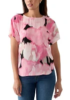 Women's Short Sleeve Boat Neck Printed Blouse