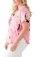 Plus Short Sleeve Boat Neck Blouse