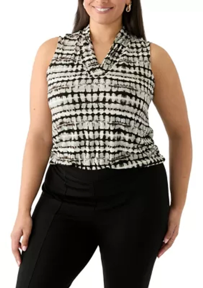 Plus Sleeveless Triple Pleat Top