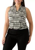 Plus Sleeveless Triple Pleat Top