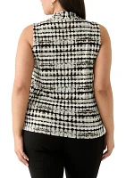 Plus Sleeveless Triple Pleat Top