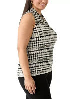Plus Sleeveless Triple Pleat Top