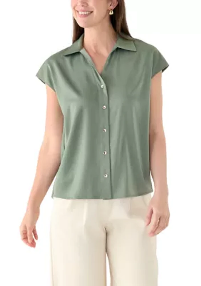 Women's Short Sleeve V-Neck Blouse