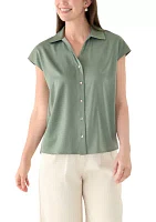 Women's Short Sleeve V-Neck Blouse