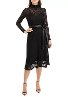 Women's Long Sleeve Lace Mock Neck Dress