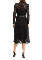 Women's Long Sleeve Lace Mock Neck Dress