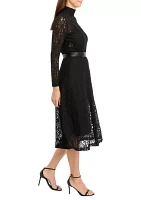 Women's Long Sleeve Lace Mock Neck Dress