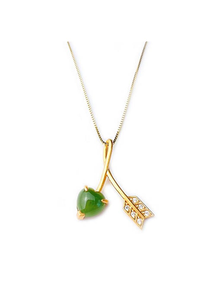 Enamel Heart Necklace With Stone Cupid Arrow Pendant 