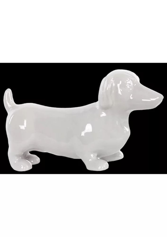 Belk Ceramic Standing Dachshund Dog Figurine, Glossy White | The Summit