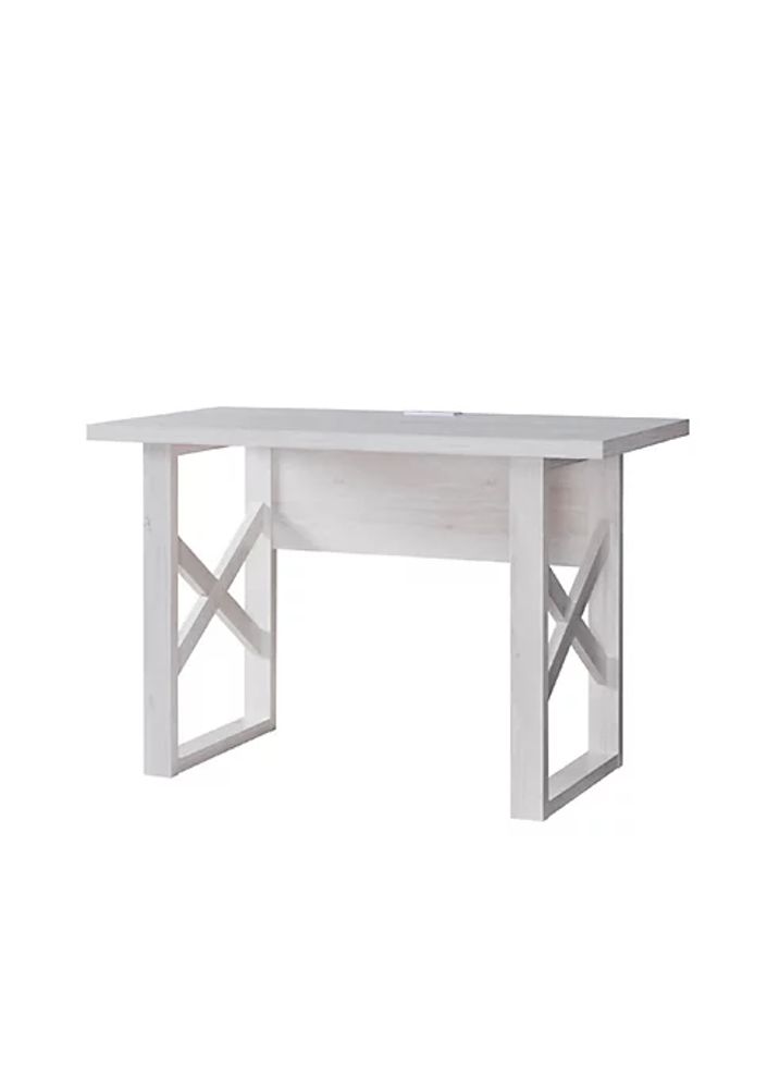 Belk 47 Inches Desk with X Side Panels and Power Outlet, White | The Summit