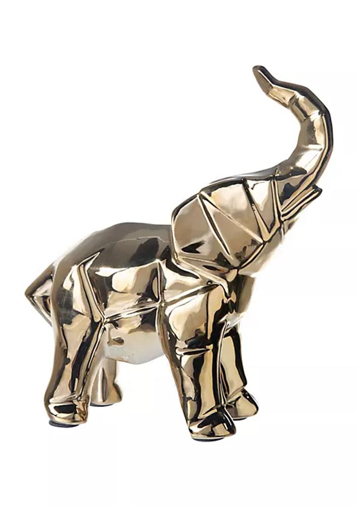 Belk Ceramic Standing Elephant with Trunks High Figurine Chrome Finish,  Gold | The Summit