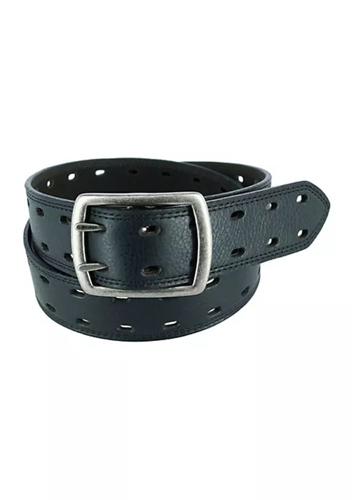 Dickies Men's Leather Two Hole Double Prong Bridle Belt - Brown - 32