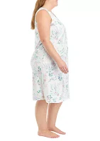 Plus Long Cotton Floral Printed Nightgown