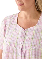 Plus Seersucker Short Snap Robe