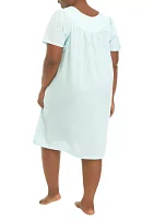 Plus Short Sleeve Seersucker Nightgown