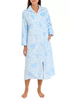 Plus Embossed Fleece Long Zip Robe