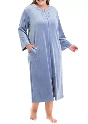 Plus Luxe Fleece Long Zip Robe