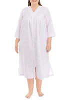 Plus Seersucker Long Zip Nightgown