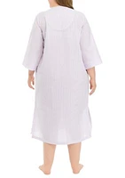 Plus Seersucker Long Zip Nightgown