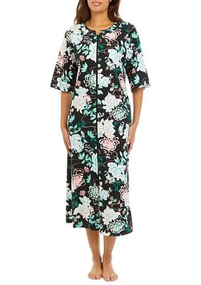 Floral Interlock Long Zip Robe