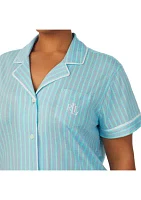 Plus Short Sleeve Notch Collar Bermuda Pajama Set